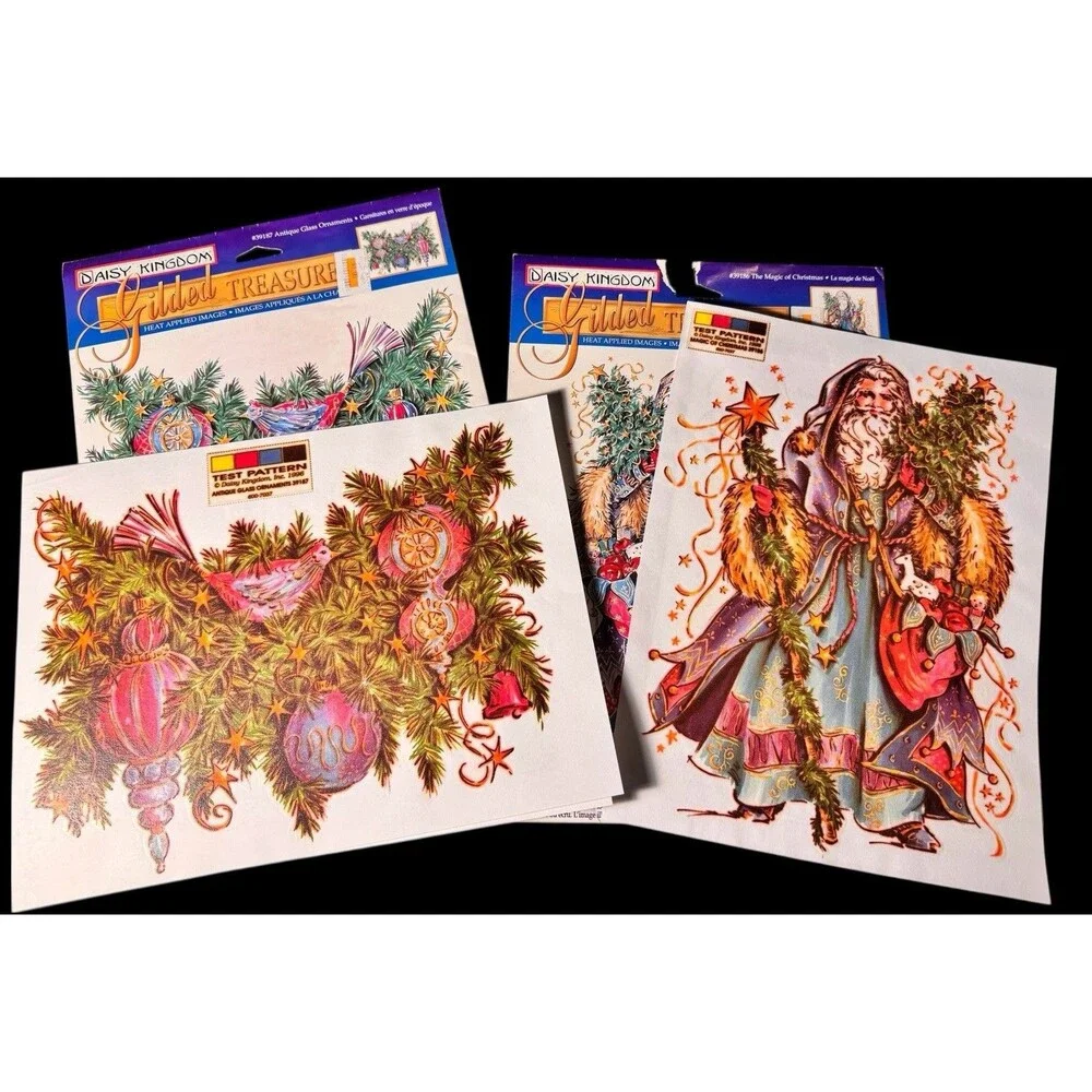 VTG Daisy Kingdom Gilded Treasures Iron On Transfer The Magic Of Christmas Lot 2
